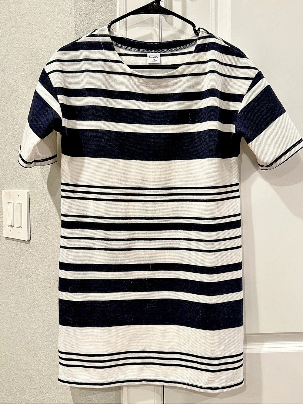 Bossini Striped Mini Dress in Black & White Size Medium